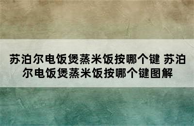 苏泊尔电饭煲蒸米饭按哪个键 苏泊尔电饭煲蒸米饭按哪个键图解